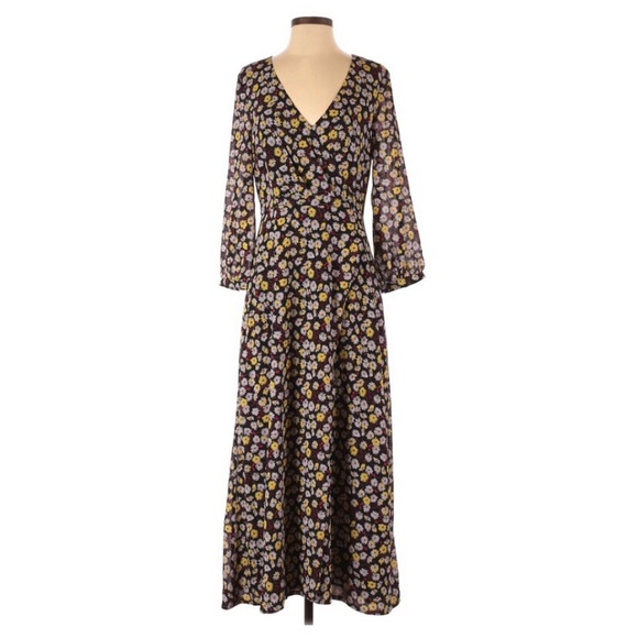 Madewell Wrap Front Maxi Dress French Floral - Picture 2 of 9